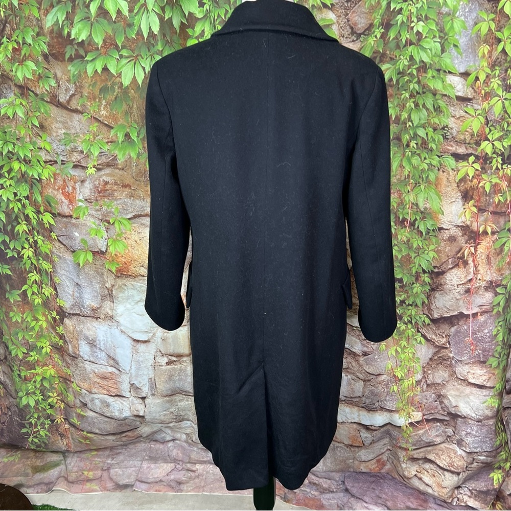 FLEURETTE Mid-Length Black Loro Piana Wool Top Coat, 10 - Picture 8 of 15